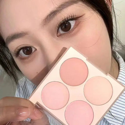 Korean four-color blush,ice cream color,low-saturation pink/blue/purple,naturally brightening & contouring,perfect holiday gift