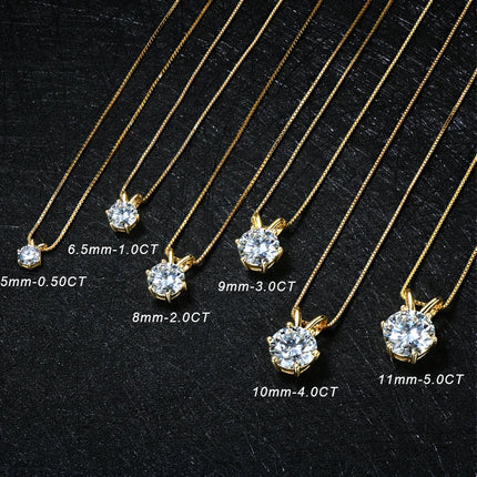 OXTAO 0.5ct–5ct D Moissanite Solitaire Necklace Certified  Lab Imitation Diamond Charm Pendant Necklace Jewelry 14K Gold Filled