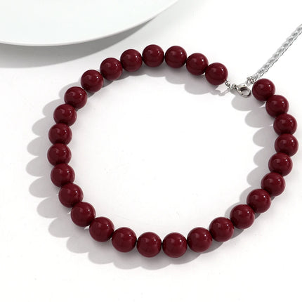 Boho Colorful Acrylic Big Ball Bead Chain Necklace Trendy Handmade Round Choker Necklaces for Women Man Statement Jewelry Gift
