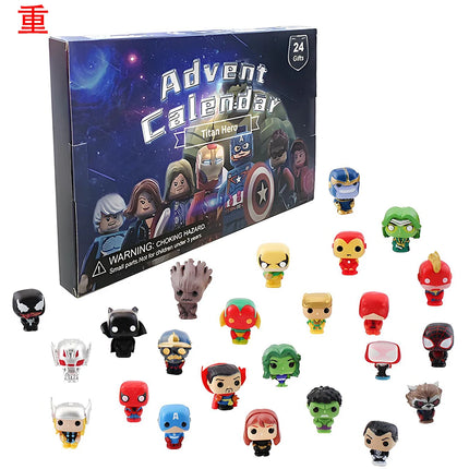New Year Marvel Advent Calendar Box Countdown Avengers Spiderman Iron Man Anime Minifigures Model Children Christmas Toy Gift