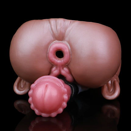 YOCY Lifelike Butt Inverted Mold Liquid Silicone Male Masturbator Dual Channel Masturbation with Penis Horse Furry Torso Ass Toy