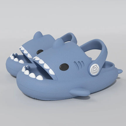 KIDMI Boys Girl Shark Slides Non-Slip Open Toe Cloud Sandals Cute Comfy Cushioned Thick Sole Slippers Cartoon Shower Slippers