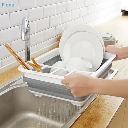 ✔Collapsible Dish Drying Rack Foldable Dinnerware Drainer Organizer Tableware Plate Portable Drying Rack For Kitchen Storage