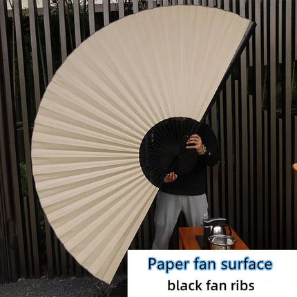 Large Blank Golden Foils Xuan Paper Fan Retro Wall Mount Painting Calligraphy DIY Paper Fan Oversize Home Decorative Folding Fan