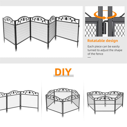Set of 5 Dog Fence Panels Wrought Iron Pet Dog Animal Barrier Board Rails Pet Running Exercise Edging Border Guard Fencing