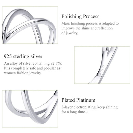 BAMOER 14K Gold Plated X Ring Dainty Minimalist 925 Sterling Silver Cross Ring for Women Promise Jewelry 2 Colors SCR543
