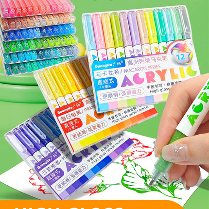 Guangna 168/72 Colors High Gloss Acrylic Marker Pen Set,Hard Headed Drawing Pens,Professional-Grade Paint Pen for DIY Graffiti