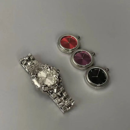 DENVOSI New Y2K Gothic Claw Shaped Quartz Watch with Detachable and Replaced Dial, Fashionable Street Accessory