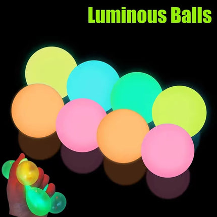 Luminous Balls High Bounce Glowing Ball Sticky Wall Home Party Decor Kids Adult Gift Anxiety Stress Relieve Toy