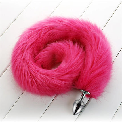 78cm Red Long Fox Tail Anal Plug Metal Butt Plug Prostate Massager Erotic Cosplay Accessories Adult Novelty Sex Toys For Couples