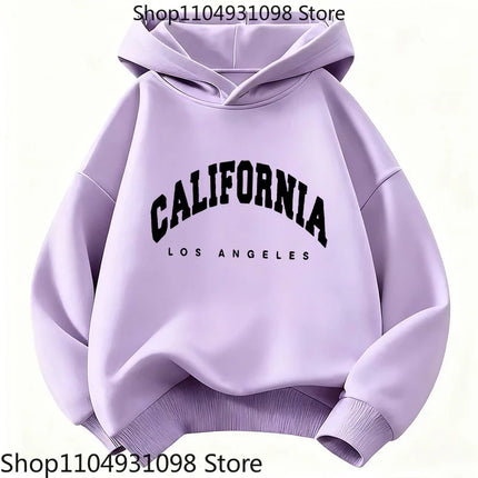 Kids Fashion Hoodie, Los Angeles California Letter Cat Graphic Sweatshirt, Unisex Tops for Boys Girls