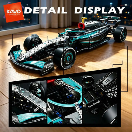 KAVOWORLD DIY Technical Champions Drift Racing Car Brick Model 1:8  Building Blocks Sports Car Puzzle Toys For Home Display Desktop Decor Interlocking Steering Mechanism Realistic Rear Wing Structure Birthday Christmas New Ye
