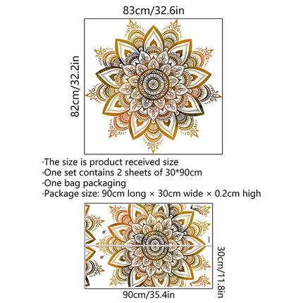 Artistic PVC Wall Decal Mandala Lotus Flower Mural Wall Art Sticker For Bedroom Living Room Office Home Decoration Self-Adhesive