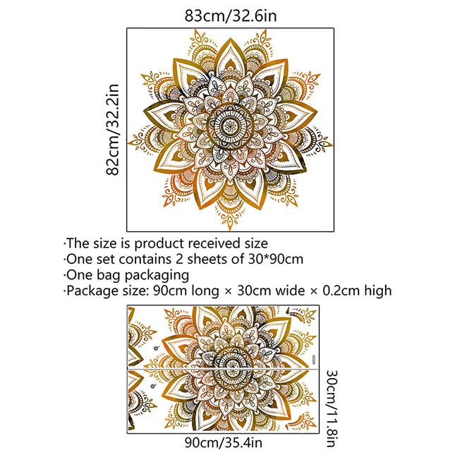Artistic PVC Wall Decal Mandala Lotus Flower Mural Wall Art Sticker For Bedroom Living Room Office Home Decoration Self-Adhesive