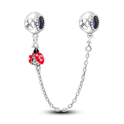Sparkling Clear Silver Safety Chain 925 Sterling Silver Safety Chain Charm Beads Fit Original Bangle Bracelet DIY Jewelry