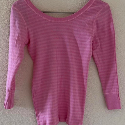 Pink Striped Slim Long Sleeve Tees Women Spring Casual Cotton O-neck Tshirt New Tops Clothes Sweet Cute  Vintage T-shirts Y2K