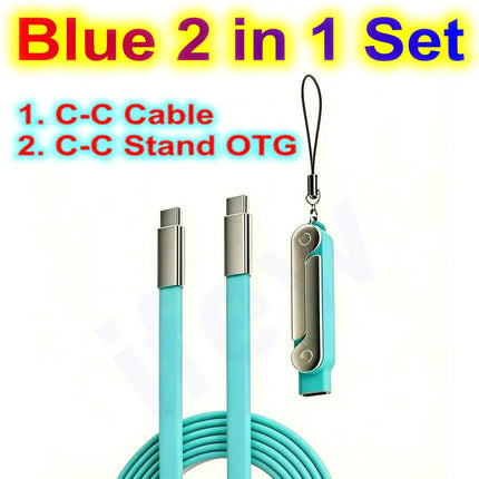 USB Type C Flat Charger Charging Cable C Kick Cable Stand Invisible Support Foldable Phone Holder 240W Charge Bracket For iPhone