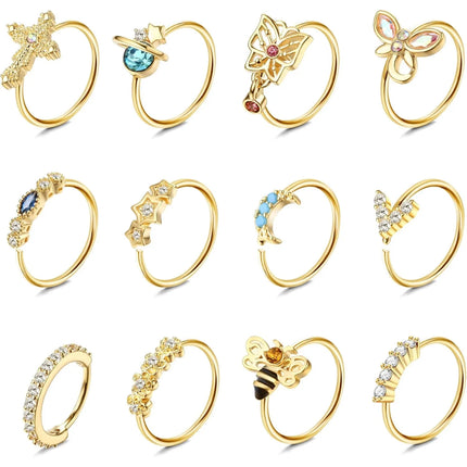 Drperfect 1Pc 20G Nose Rings Hoop for Women Men Surgical Stainless Steel Dangle Nose Ring Cartilage Earring Piercing Jewelry