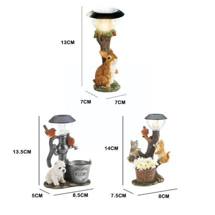 Solar Lamp for Cat and Dog, Dog, Rabbit Creativity, StatueWindow Animal LightDecoration Climbing Decor, Garden, Home Room, S0E5