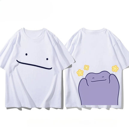 Pokemon 30th Anniversary Ditto Front and Back Printed T-shirt for Men's and Women's New Summer Style Y2K Harajuku Style T Shirt