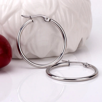 Hoop Earrings Small Big Circle Women Exaggerated Hoop Ear Loop Smooth Ring Round Earring Stainless Steel Jewelry Wholesale