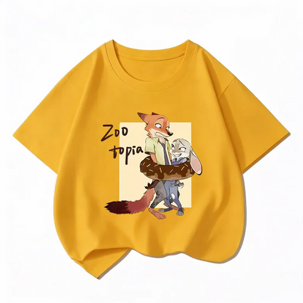 Zootopia 2 New Children's Pure Cotton T-Shirt, Cute, Versatile, Casual, Comfortable and Breathable for Boys and Girls