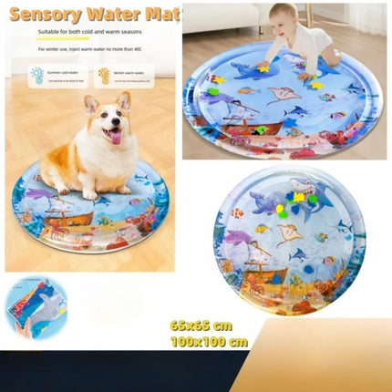 Water Sensory Play Mat for Cat Dog, Thickened Inflatable Foldable Cooling Mat, Portable Durable Interactive Pet Toy Supplies