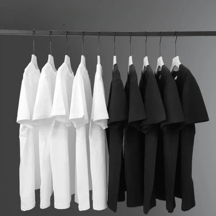 100% cotton Solid Tshirts Mens Short Sleeve Fashion Brand Trend White Black Clothing Tees Woman Customized Products Summer