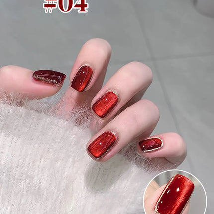 MIANEL 12ML Burning Love Cat Eye Gel Polish 2025 New Arrival - Brightening Dragon Fruit Pink with Glass Bead Cat Eye Nail Art