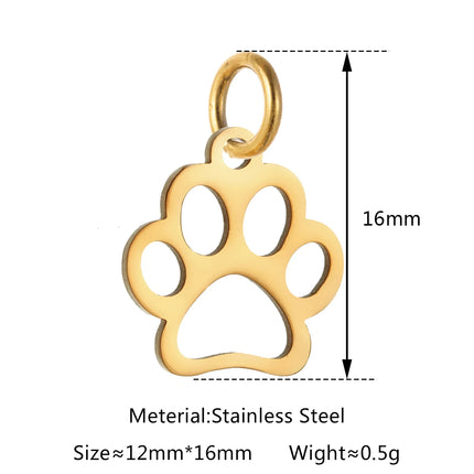 5pcs/Lot Stainless Steel Hollow Animal Cat Or Dog Claw Charm For DIY Necklace Bracelet Earrings Jewelry Accessories Pendants
