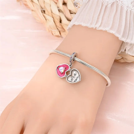 100% 925 Sterling Silver Fashion Pink Princess Skirt Bag Lipstick Charms Beads Fit Qikaola Original Bracelets DIY Jewelry Gifts