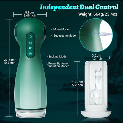 Smart APP Control Pleasure Cup for Men 6 Suction Clamp Vibration Modes Voice Interaction 9 Patterns Magnetic Charging Tech Toy