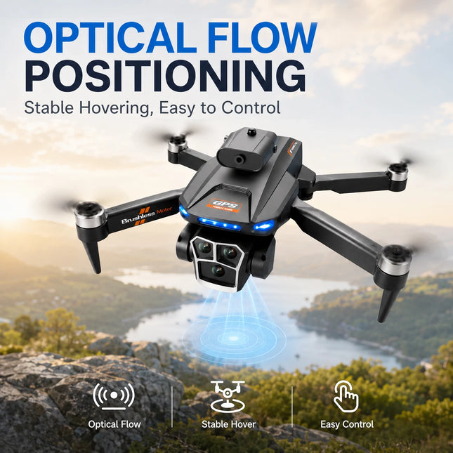 ZNLYRION S158 GPS Drone with Triple 4K HD Camera Brushless Motor 5G FPV Optical Flow Hover 2KM Long Range Foldable RC Quadcopter