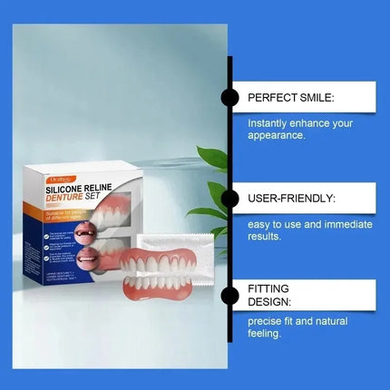 False Teeth One Application, Comfortable New Silicone False Teeth Veneers，No Surgery or Braces Needed.