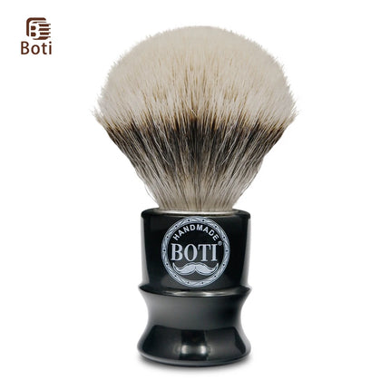Boti Screw Type Brush Enlightener Badger and N3C Synthetic with Antique Black Porcelain Resin Handle for Easy Replaceable Knot
