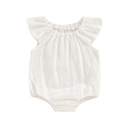 Cotton Linen Baby Girls Romper Summer Casual Newborn Clothes Sleeveless Off-shoulder Solid Infant Bodysuit for Kids Clothing
