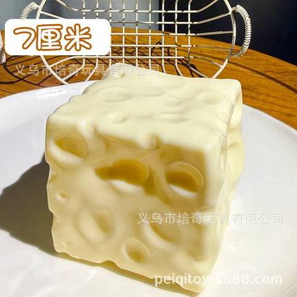 Vaseline Cheese 7cm Moldable Cheese Block Squishy Toy Tpr Super Soft Slow Rising Dough Like Filling Adult Stress Relief Fidget