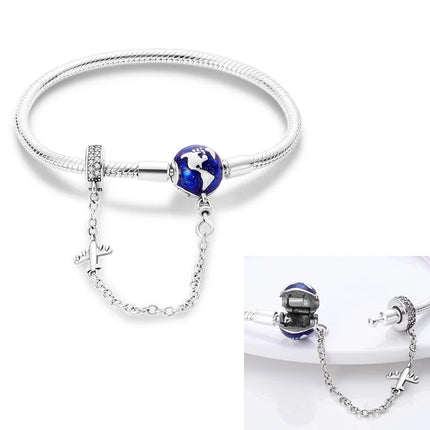 925 Sterling Silver Bracelets 17-20CM Original Leaf Clover Butterfly Heart Bracelet Fit DIY Charms Beads Fashion Women Jewelry