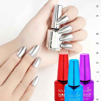 1PCS Metal Mirror Silver Baking Free Nail Polish Super Texture Gorgeous Durable Nail Polish Multicolor Bright Nail Polish Beauty