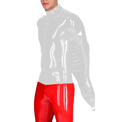 Exotic Mens BDSM Shiny PVC Leather Armbinder Restraint Tops Sexy Club Straitjacket Full Sleeve One Arm Bondage T-Shirts Cosplay