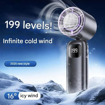 Lenovo Semiconductor 199 Speed Continuously Variable Fan Digital Display Handheld Desktop Dual-Purpose Foldable Neck Hanging Fan