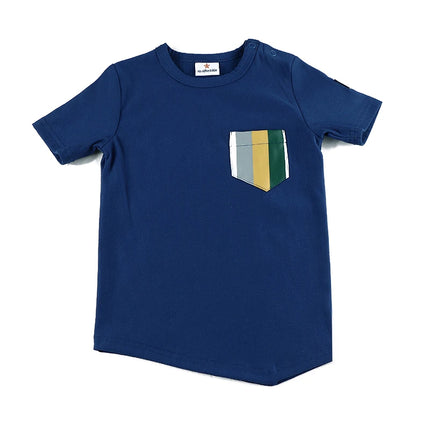 AA-boys and girl t-shirt asymmetrical bottom striped pocket set outfit family matching boy shirt clothes short and long sleeves