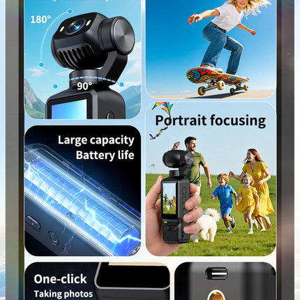 HD 1080P Portable Action Camera With Desktop Stand For Vlog YouTube Girls Entry Video Recording Record Life Action Cameras Cam