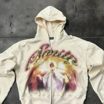 American Retro Autumn And Winter High Street Design Hooded Cardigans Men And Women Harajuku Aesthetics Hooded Sweatshirt Jackets