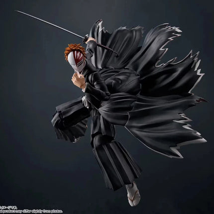 Original box Bandai SHF BLEACH ICHIGO KUROSAKI Getsuga Tensho Figure Finished Model kit Anime full Action Toy Gifts kid In shock