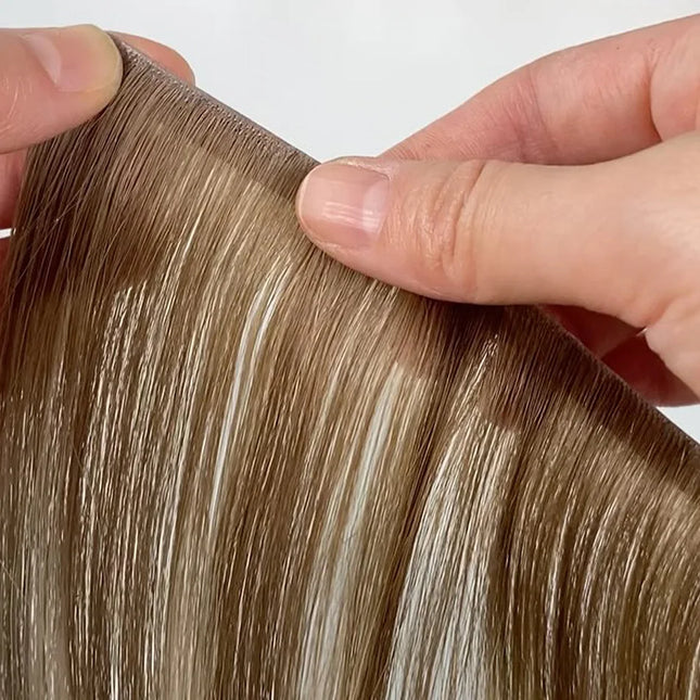 Invisible Genius Long Tape In Hair Extensions Double Weft One Piece Tape-In Real Human Hair Highlight Blonde Long Weft Wide Hair