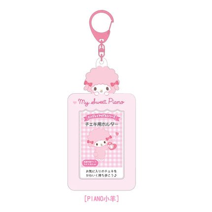 Sanrios Gudetama Keychain with Photo Card Holder Anime Keroppi Tuxedosam Photocard Holder Key Ring Accessory for Bag Backpack
