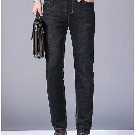 Men Fashion Straight Jeans Men 2026 New Stretch Slim Fit Pants Comfortable Soft Business Denim Trousers Male Brand Clothing