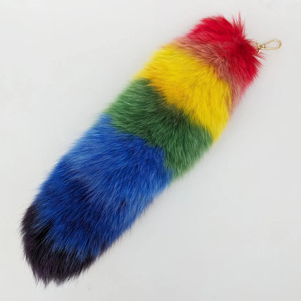 natural fox fur tail keychain furry 2024 chic y2k  beautiful accessory length 40 cm Car Keychains For Women
