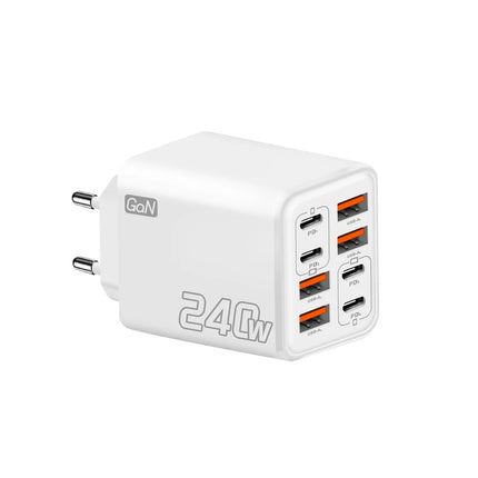 240W 8 Port USB C Charger PD Fast Charging Charger Wall Adapter EU/US/UK Plug Charger Quick Charge 3.0 Multi Ports Power Adapter